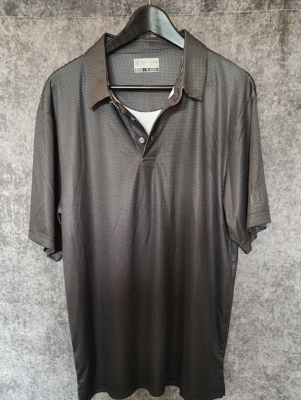 PGA Tour - Men's Black Micro-Check Polo Shirt